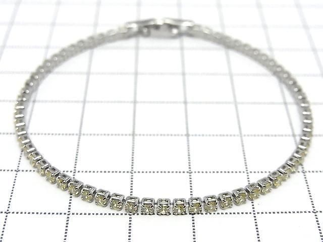 Metal Parts Tennis Bracelet (CZ) [Yellow] Silver color 1pc