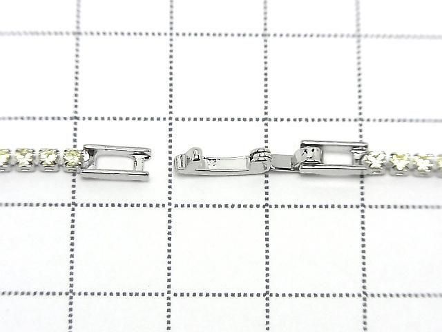 Metal Parts Tennis Bracelet (CZ) [Yellow] Silver color 1pc