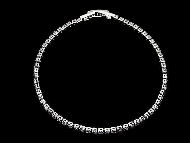 Metal Parts Tennis Bracelet (CZ) [pink] Silver color 1pc