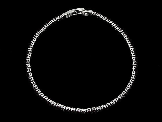 Metal Parts Tennis Bracelet (CZ) [Garnet] Silver color 1pc