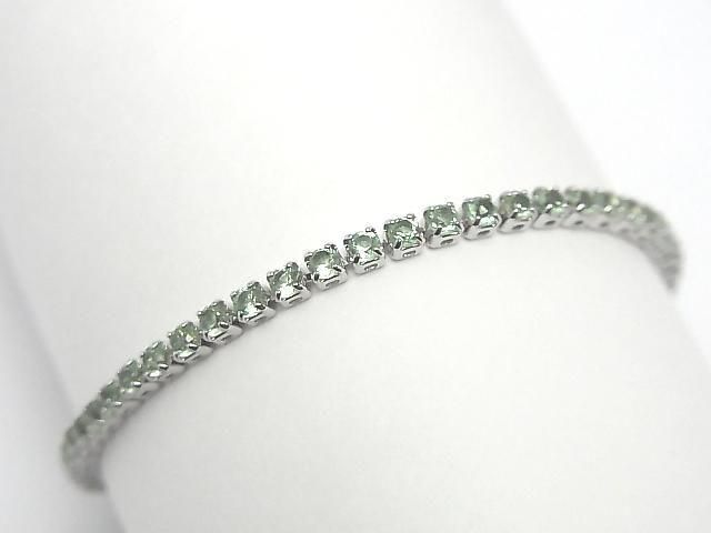 Metal Parts Tennis Bracelet (CZ) [Apple Green] Silver color 1pc