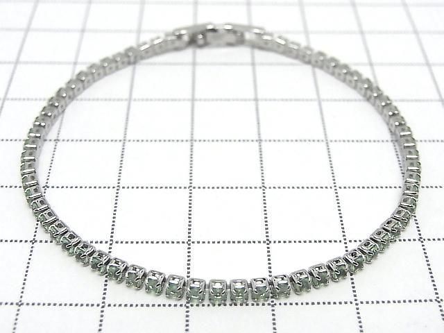 Metal Parts Tennis Bracelet (CZ) [Apple Green] Silver color 1pc