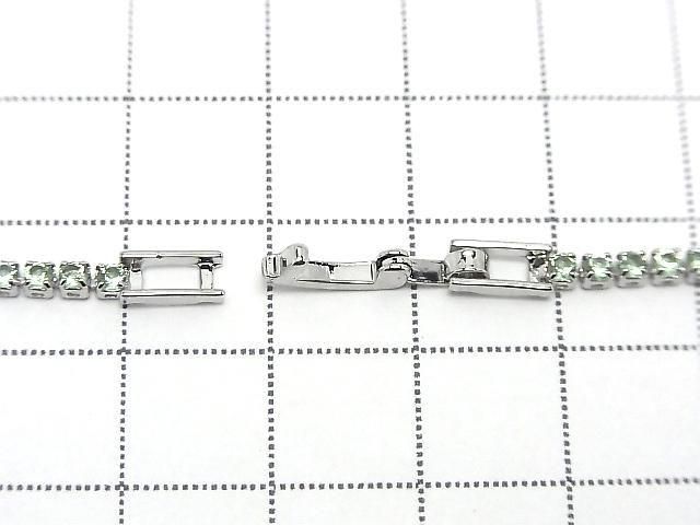 Metal Parts Tennis Bracelet (CZ) [Apple Green] Silver color 1pc