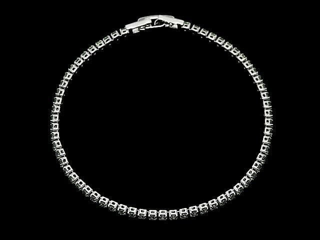 Metal Parts Tennis Bracelet (CZ) [Apple Green] Silver color 1pc