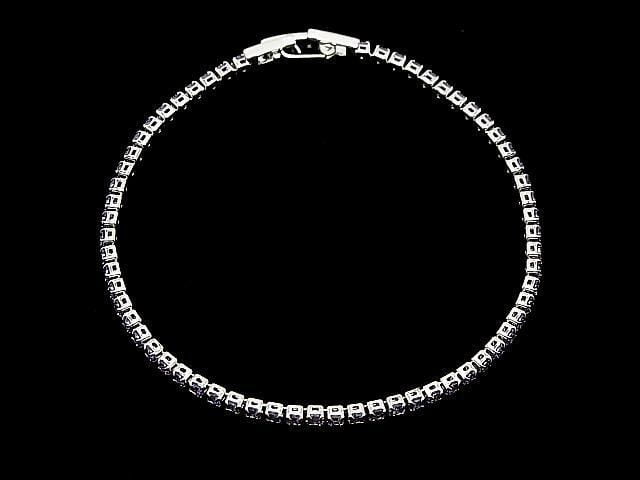 Metal Parts Tennis Bracelet (CZ) [Amethyst] Silver color 1pc