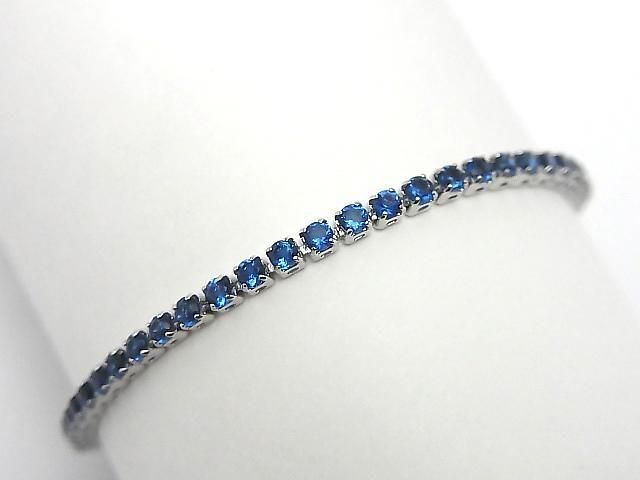 Metal Parts Tennis Bracelet (CZ) [Blue] Silver color 1pc