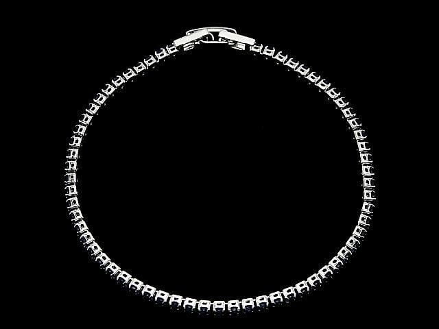 Metal Parts Tennis Bracelet (CZ) [Blue] Silver color 1pc