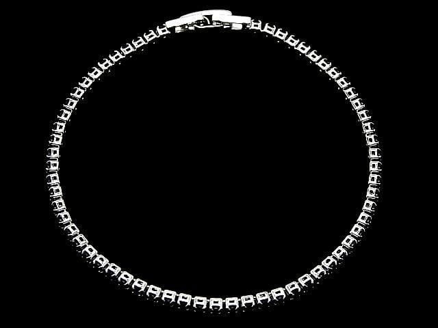 Metal Parts Tennis Bracelet (CZ) [Black] Silver color 1pc