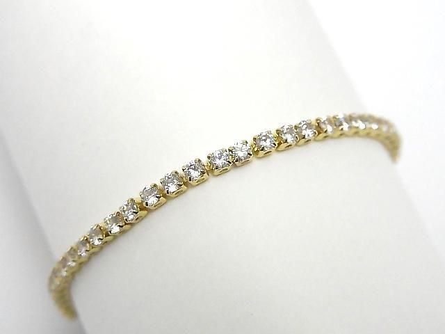 Metal Parts Tennis Bracelet (CZ) [Clear] Gold color 1pc