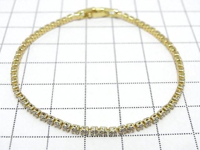 Metal Parts Tennis Bracelet (CZ) [Clear] Gold color 1pc