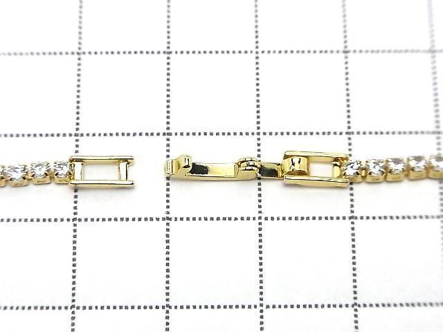 Metal Parts Tennis Bracelet (CZ) [Clear] Gold color 1pc
