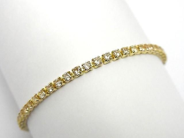 Metal Parts Tennis Bracelet (CZ) [Champagne] Gold color 1pc