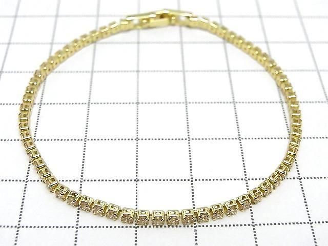 Metal Parts Tennis Bracelet (CZ) [Champagne] Gold color 1pc