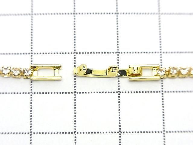 Metal Parts Tennis Bracelet (CZ) [Champagne] Gold color 1pc