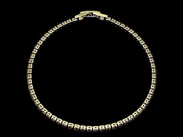 Metal Parts Tennis Bracelet (CZ) [Champagne] Gold color 1pc
