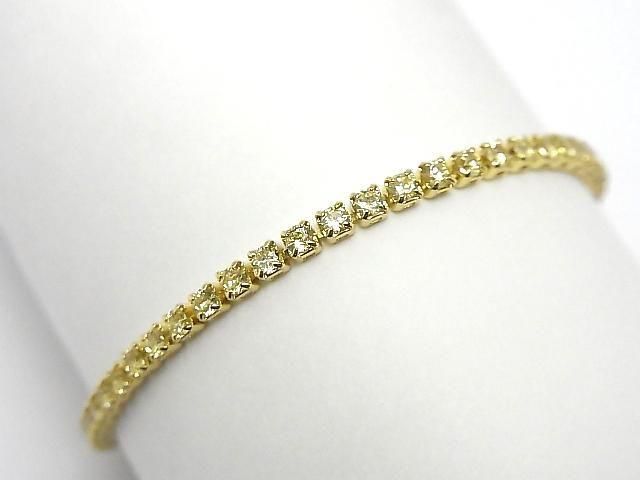 Metal Parts Tennis Bracelet (CZ) [Yellow] Gold color 1pc