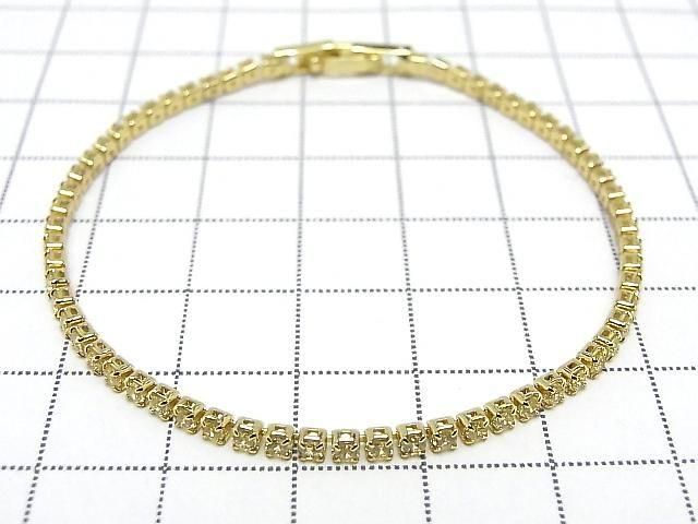 Metal Parts Tennis Bracelet (CZ) [Yellow] Gold color 1pc