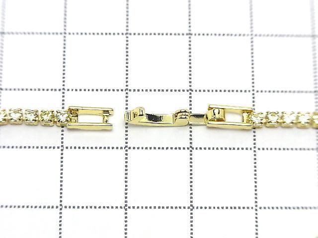 Metal Parts Tennis Bracelet (CZ) [Yellow] Gold color 1pc