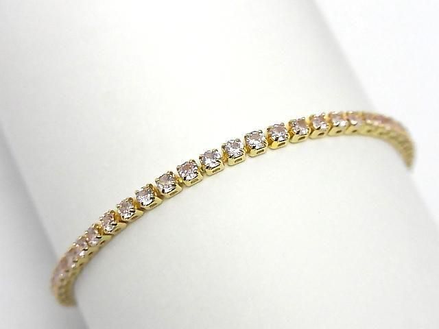 Metal Parts Tennis Bracelet (CZ) [pink] Gold color 1pc