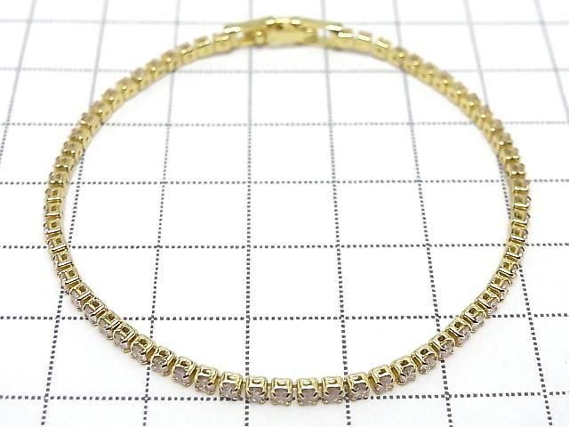 Metal Parts Tennis Bracelet (CZ) [pink] Gold color 1pc