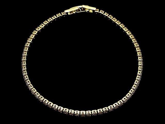 Metal Parts Tennis Bracelet (CZ) [pink] Gold color 1pc