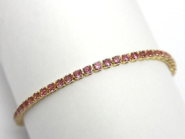 Metal Parts Tennis Bracelet (synthetic corundum) [Rose] Gold color 1pc