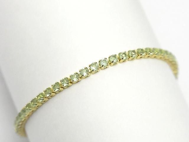 Metal Parts Tennis Bracelet (CZ) [Apple Green] Gold color 1pc