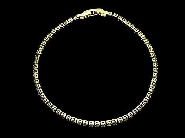 Metal Parts Tennis Bracelet (CZ) [Apple Green] Gold color 1pc