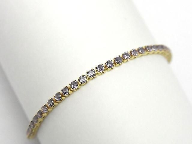Metal Parts Tennis Bracelet (CZ) [Amethyst] Gold color 1pc