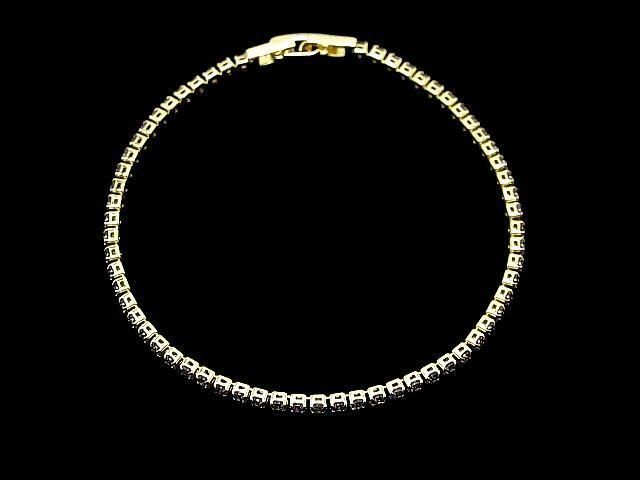 Metal Parts Tennis Bracelet (CZ) [Amethyst] Gold color 1pc