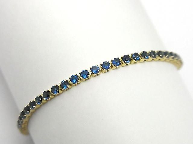 Metal Parts Tennis Bracelet (CZ) [Blue] Gold color 1pc