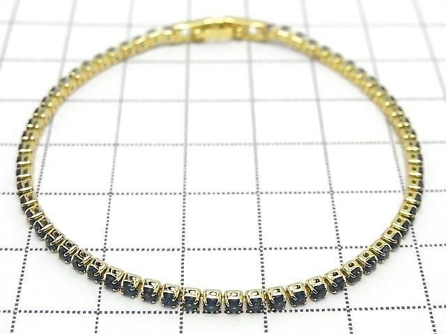 Metal Parts Tennis Bracelet (CZ) [Blue] Gold color 1pc