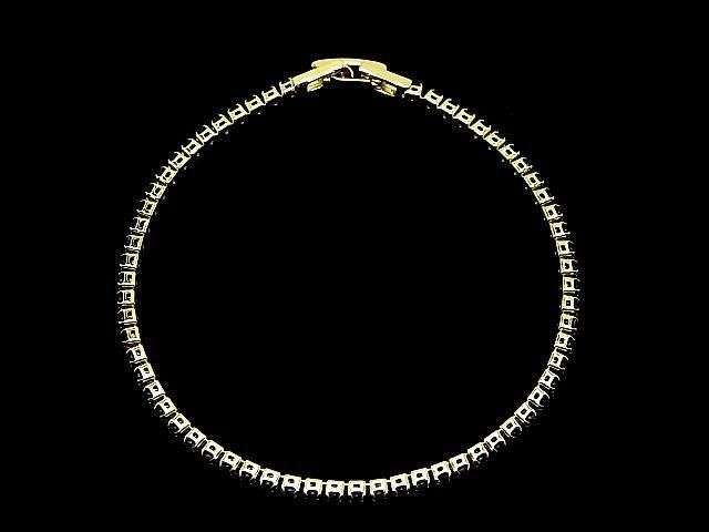 Metal Parts Tennis Bracelet (CZ) [Blue] Gold color 1pc