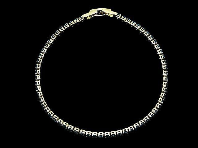 Metal Parts Tennis Bracelet (CZ) [Aqua Blue] Gold color 1pc