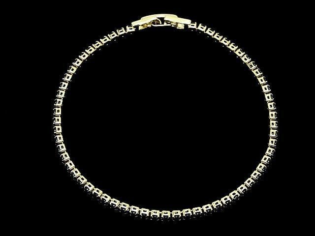 Metal Parts Tennis Bracelet (CZ) [Dark Blue] Gold color 1pc