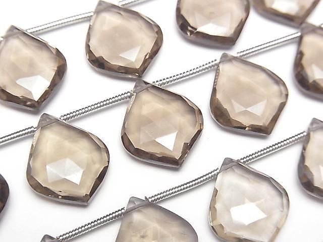 [Video] High Quality Smoky Quartz AAA Irregular Faceted Pear Shape [Light Color] 1strand beads (8pcs)