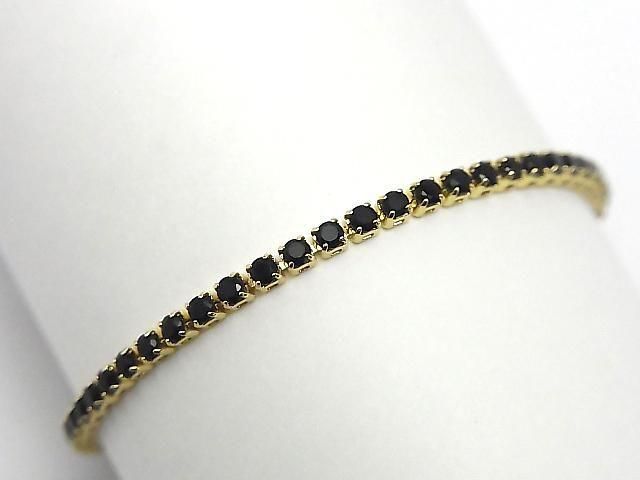 Metal Parts Tennis Bracelet (CZ) [Black] Gold color 1pc
