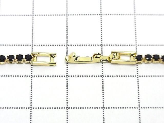 Metal Parts Tennis Bracelet (CZ) [Black] Gold color 1pc