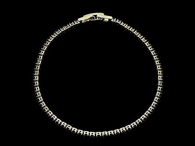 Metal Parts Tennis Bracelet (CZ) [Black] Gold color 1pc