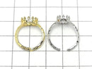 [Video] Silver925 Crown Hammered Ring Frame (Prong Setting) Oval 8.5x6.5mm 18KGP Free Size 1pc