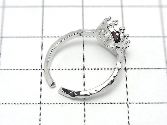 [Video] Metal Crown Hammered Ring Frame (Prong Setting) Oval 8.5x6.5mm Silver Color Free Size 1pc