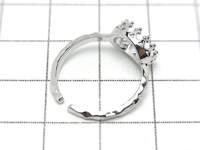[Video] Metal Crown Hammered Ring Frame (Prong Setting) Horizontal Oval 8.5x6.5mm Silver Color Free Size 1pc