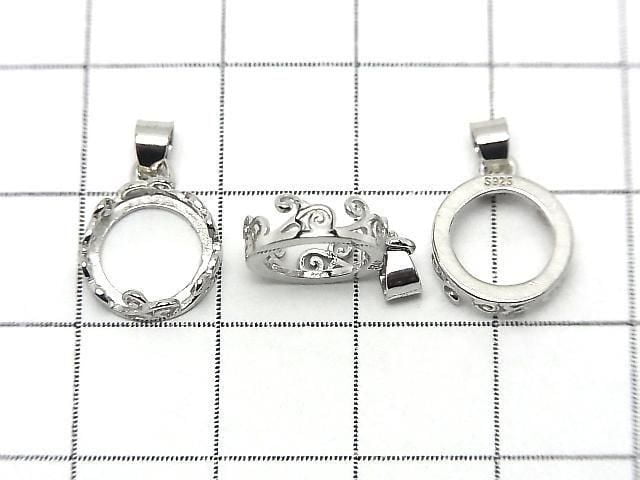 [Video] Silver925 Openwork Pendant Frame Round 8.5mm Rhodium Plated 1pc