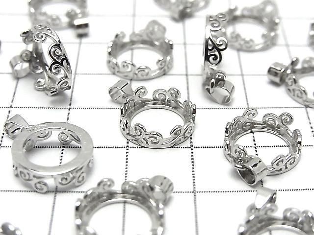 [Video] Silver925 Openwork Pendant Frame Round 10.5mm Rhodium Plated 1pc
