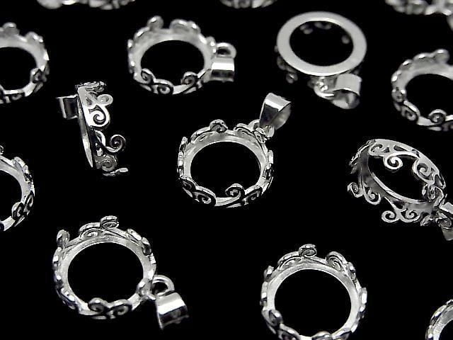 [Video] Silver925 Openwork Pendant Frame Round 8.5mm No Coating 1pc