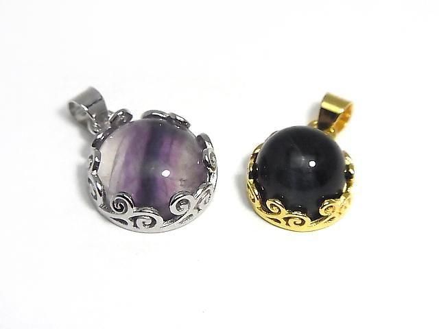 [Video] Silver925 Openwork Pendant Frame Round 8.5mm No Coating 1pc