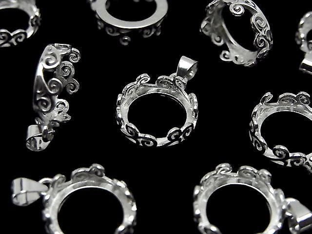 [Video] Silver925 Openwork Pendant Frame Round 10.5mm No Coating 1pc