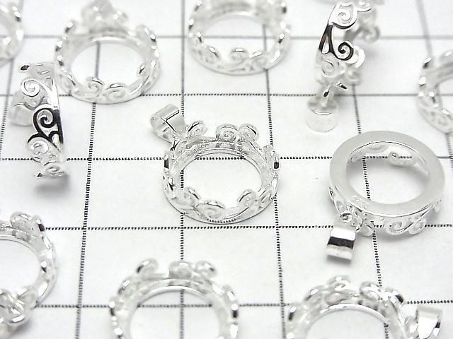 [Video] Silver925 Openwork Pendant Frame Round 10.5mm No Coating 1pc