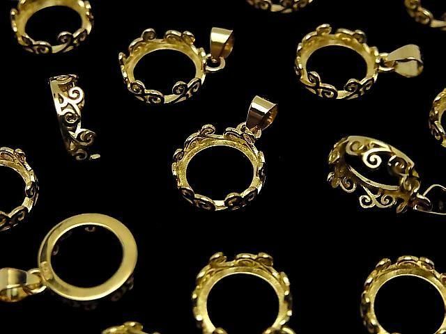 [Video] Silver925 Openwork Pendant Frame Round 8.5mm 18KGP 1pc