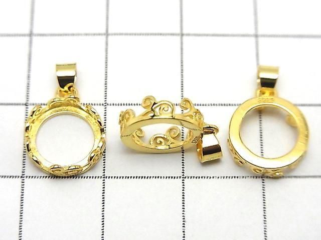 [Video] Silver925 Openwork Pendant Frame Round 8.5mm 18KGP 1pc